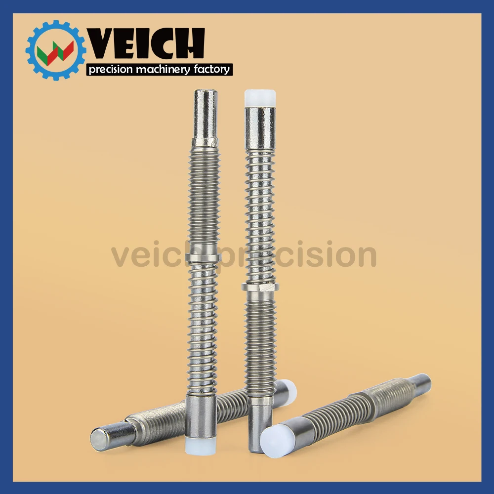 

VCN531 M2/M3/M4/M5 Micro Spring Long Stroke Pins Adjustable Spring Loaded Plungers With Brass Collar And POM Pin End