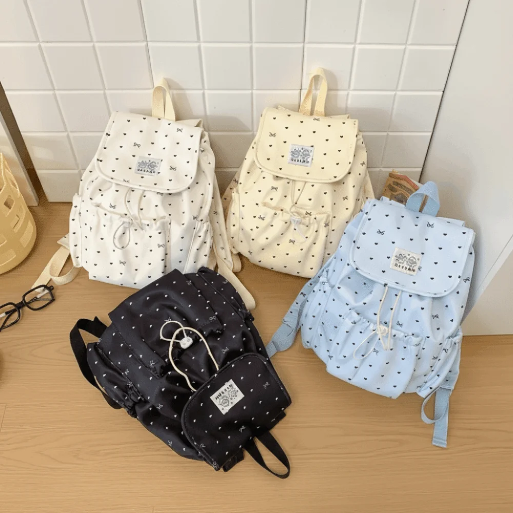 

Lightweight Drawstring Backpack College Style Korean Style Nylon Backpack Large Capacity Cloth Students School Bag Women