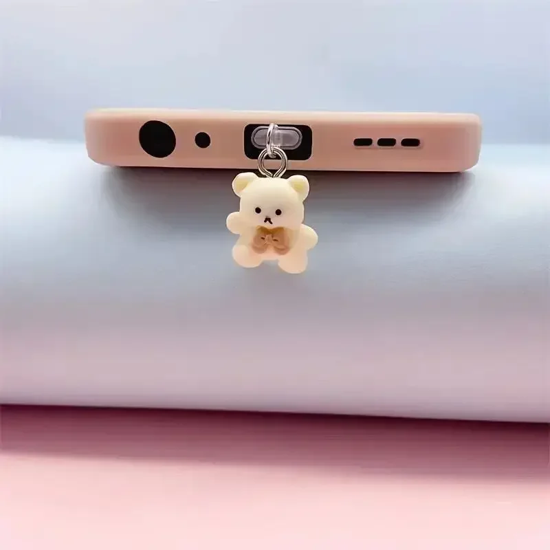 Phone Dust Plug for iPhone for Samsung Type-C Interface Cute Bear Decorative Accessories Hanging Accessories Universal Dust Plug