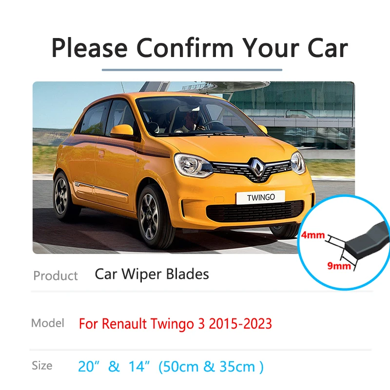 For Renault Twingo 3 III MK3 2015~2023 Front Wiper Blades Cutter Window Windshield Windscreen Brushes Replacement Car Accessorie