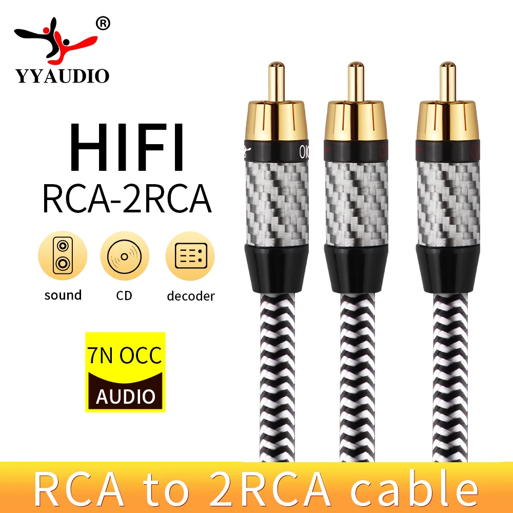 

YYAUDIO Hifi RCA to 2RCA Cable For Amplifier Mixer High-performance Premium Hi-Fi Audio Cable RCA Interconnect Cable