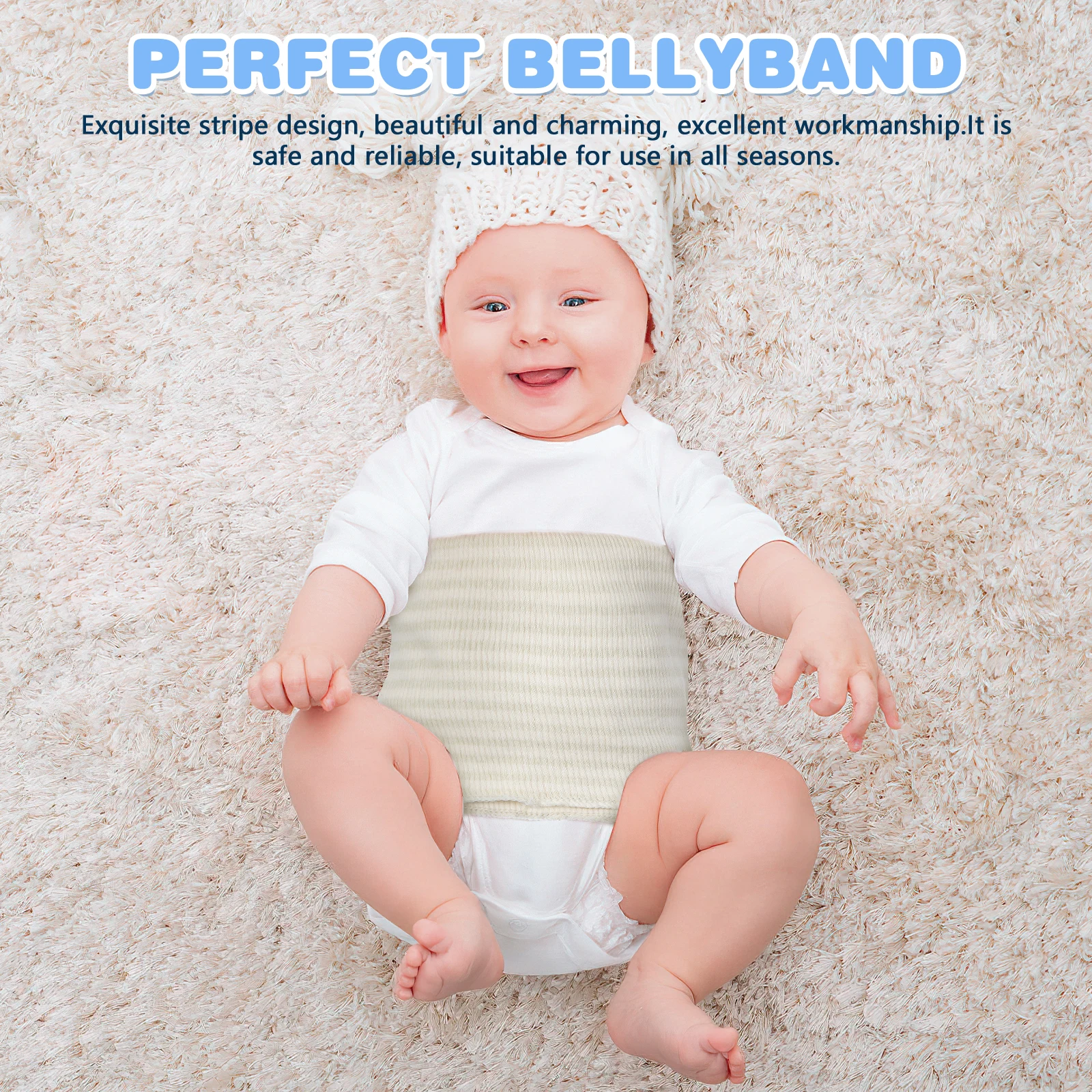 

3pcs Baby Belly Band Newborn Cotton Wrap Navel Protection Adjustable Soft for Infants Stripe Design All Season Use for Newborn
