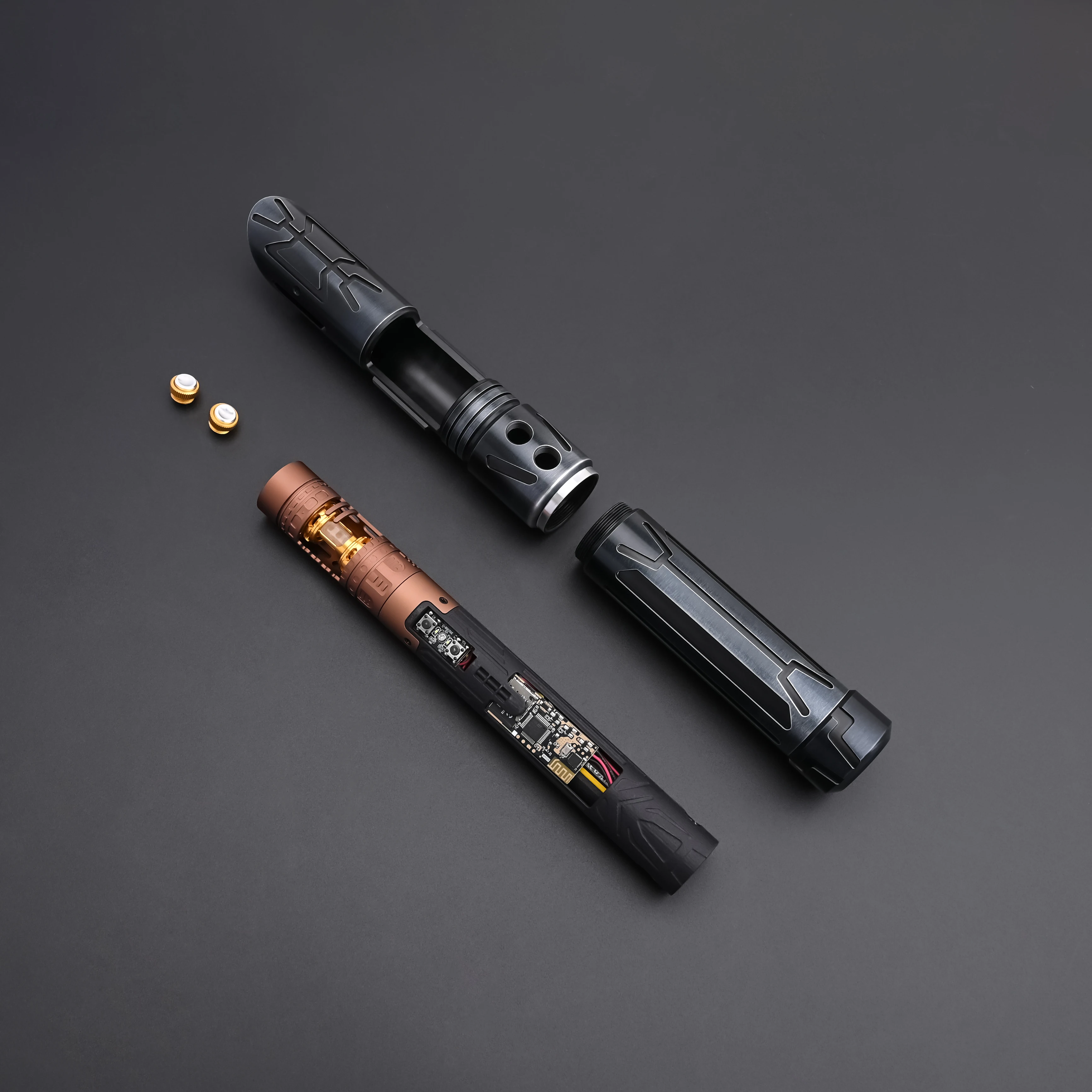 TXQSABER Dark Hunter Lightsaber PoffieV2.2 Metal Handle Pixel Blade Smooth Swing Blaster Cosplay Laser Sword Jedi Toys-no blade