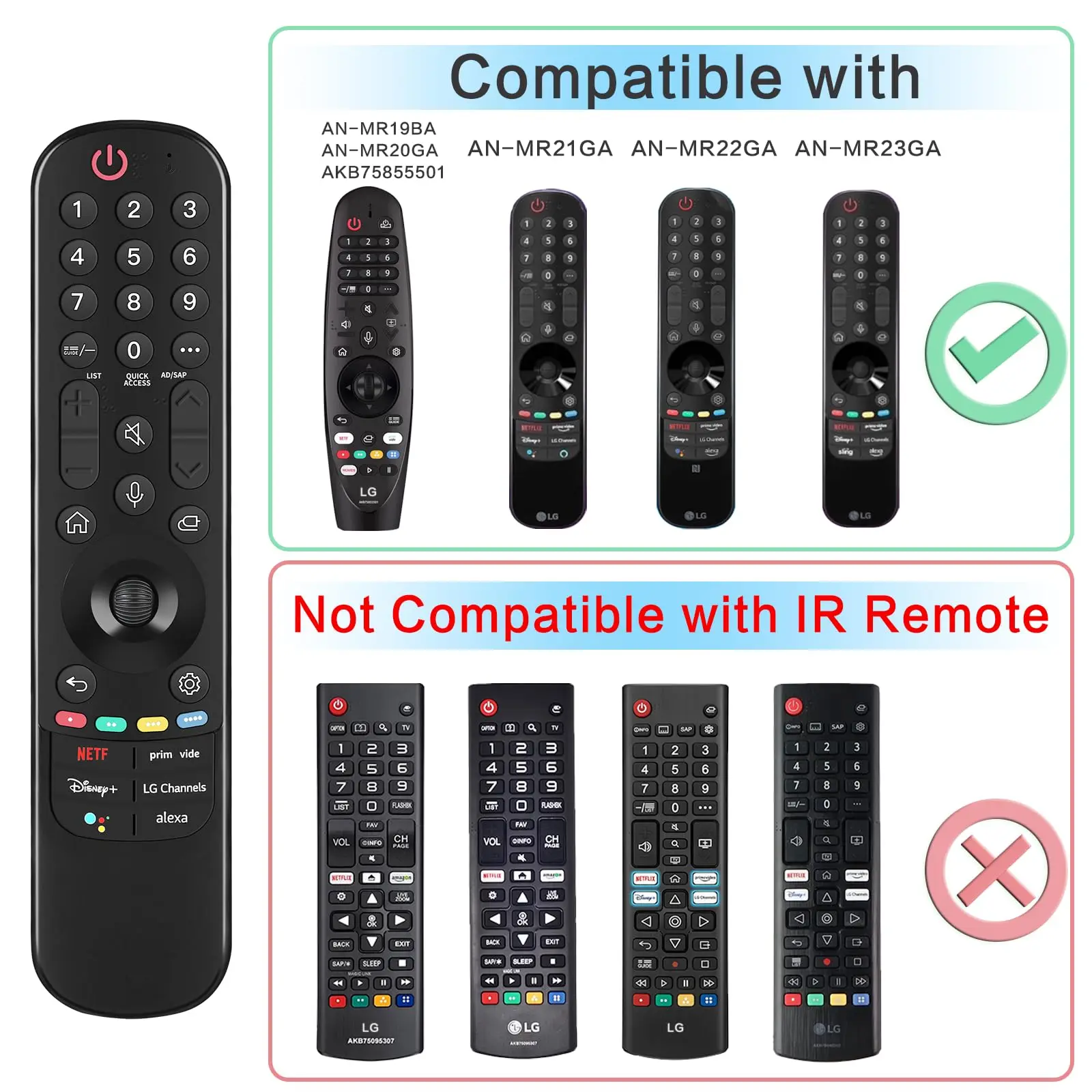 Replacement LG Remote Control for Smart TV, MR22GA/GN LG Magic Remote for 2022-2019 LG TVs UHD 4K ThinQ WebOS OLED, with Voice