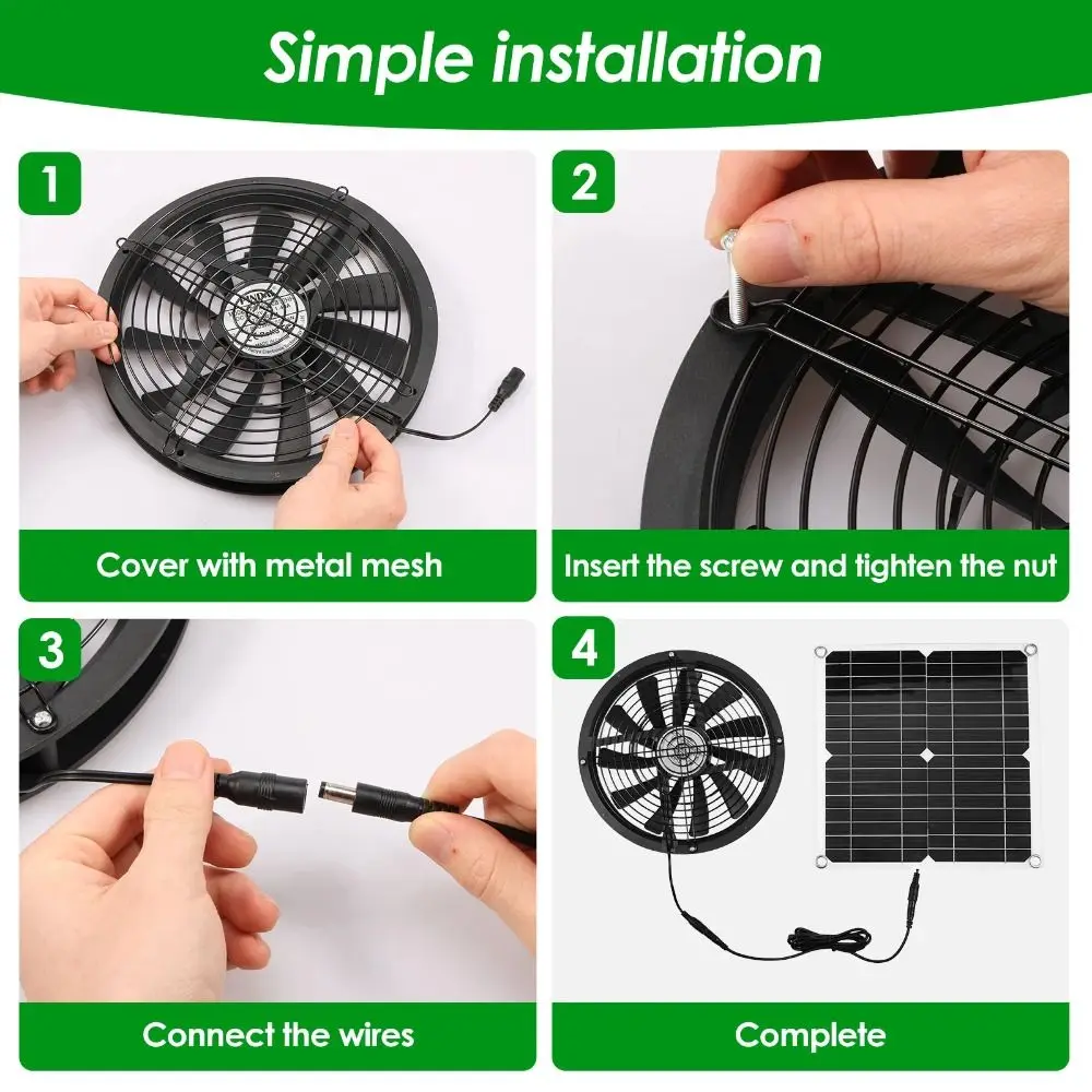 Round Ventilation Case Boosted Impeller Fan Energy-efficient Powerful Airflow Solar 12V Extractor Fan High-Speed