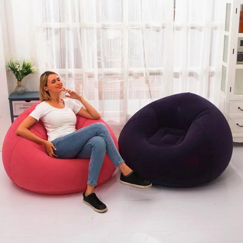 

Lazy Inflatable Sofa Chairs Soft Flocked Cloth Bean Bag Couch Pouf Puff Couch Air Bean Bag Chair For living room Leisure Sofa