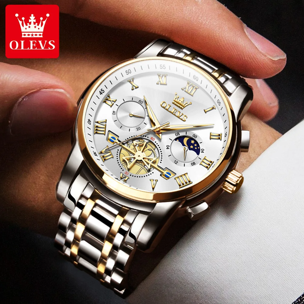 OLEVS Top Brand Men\'s Luxury Watches Classic Roman Scale Dial WristWatch for Man Original Quartz Waterproof Luminous Male Watch