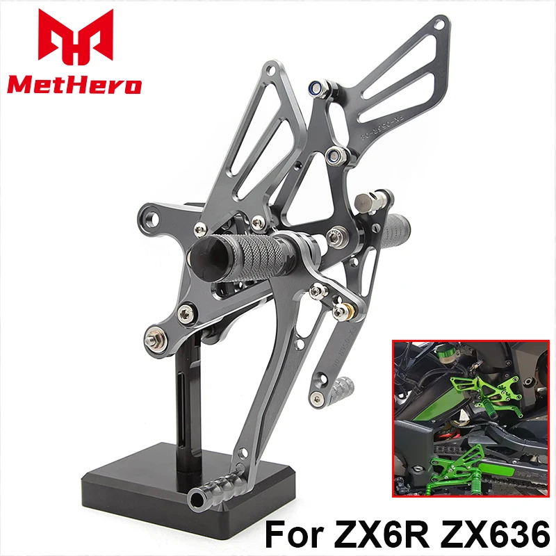 

Aluminum Adjustable Motorcycle Rearset Rear Set Foot Pegs Footrest Fit For Kawasaki Ninja ZX6R ZX636 ZX-6R 636 2005-2007 2008
