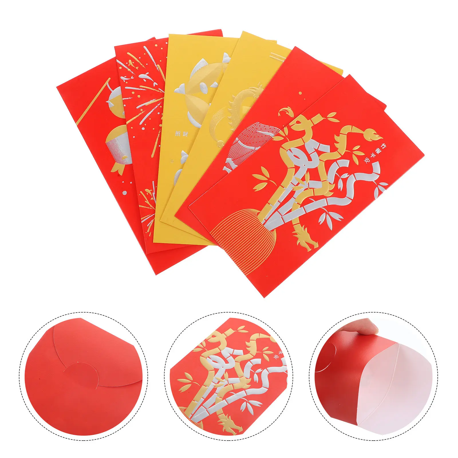 

6Pcs Red Envelopes Dragon Year 2024 Chinese New Year Money Packets Festive Paper Red Packets with Blessing Words and Lucky