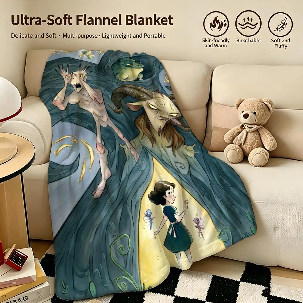 movie P-Pans Labyrinth-h Throw Warm Soft Flannel Blanket, Multi-use for Sofa Bed Camping Travel Nap