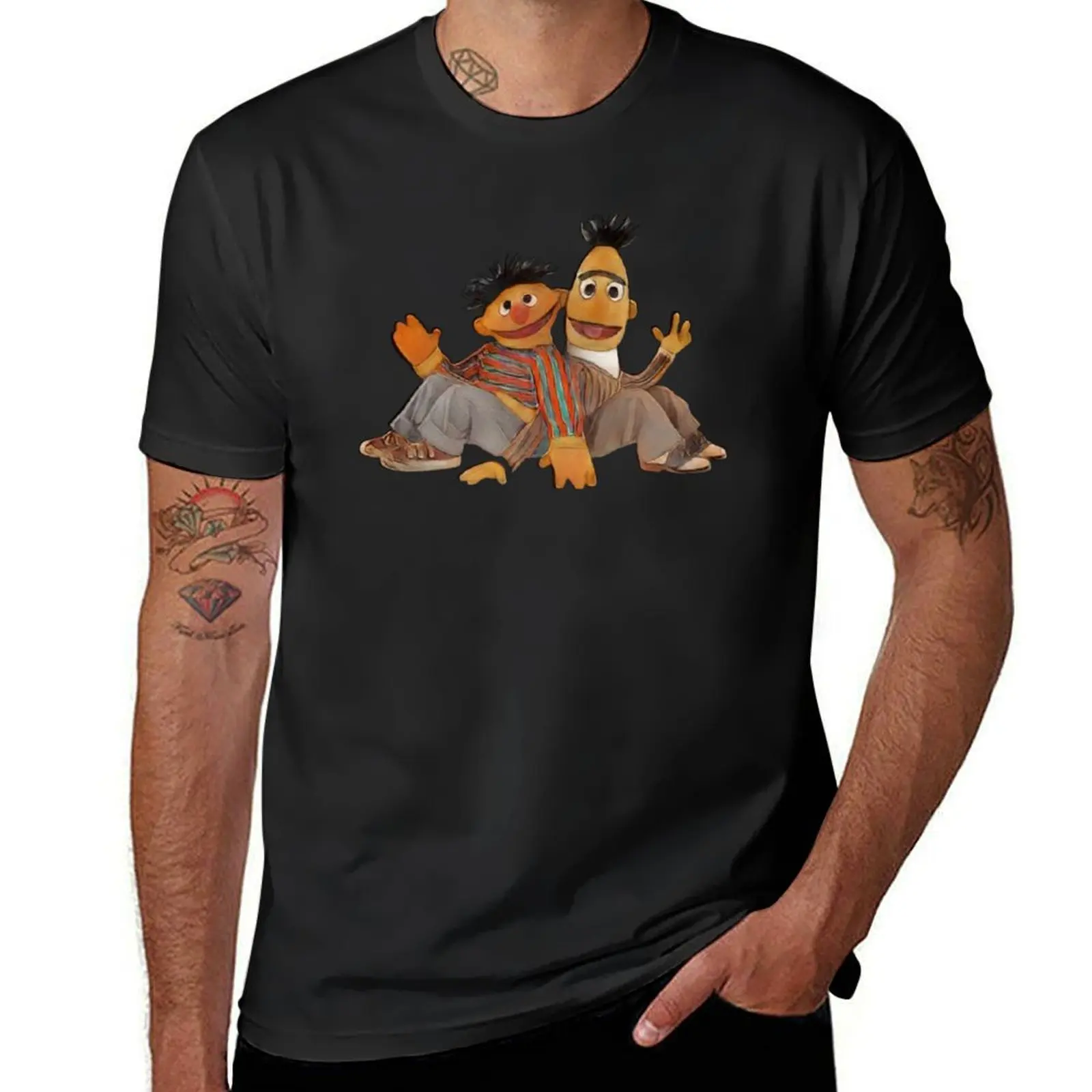 ERNIE AND BERT DESIGN T-Shirt blanks kawaii clothes plus size tops t shirts for men