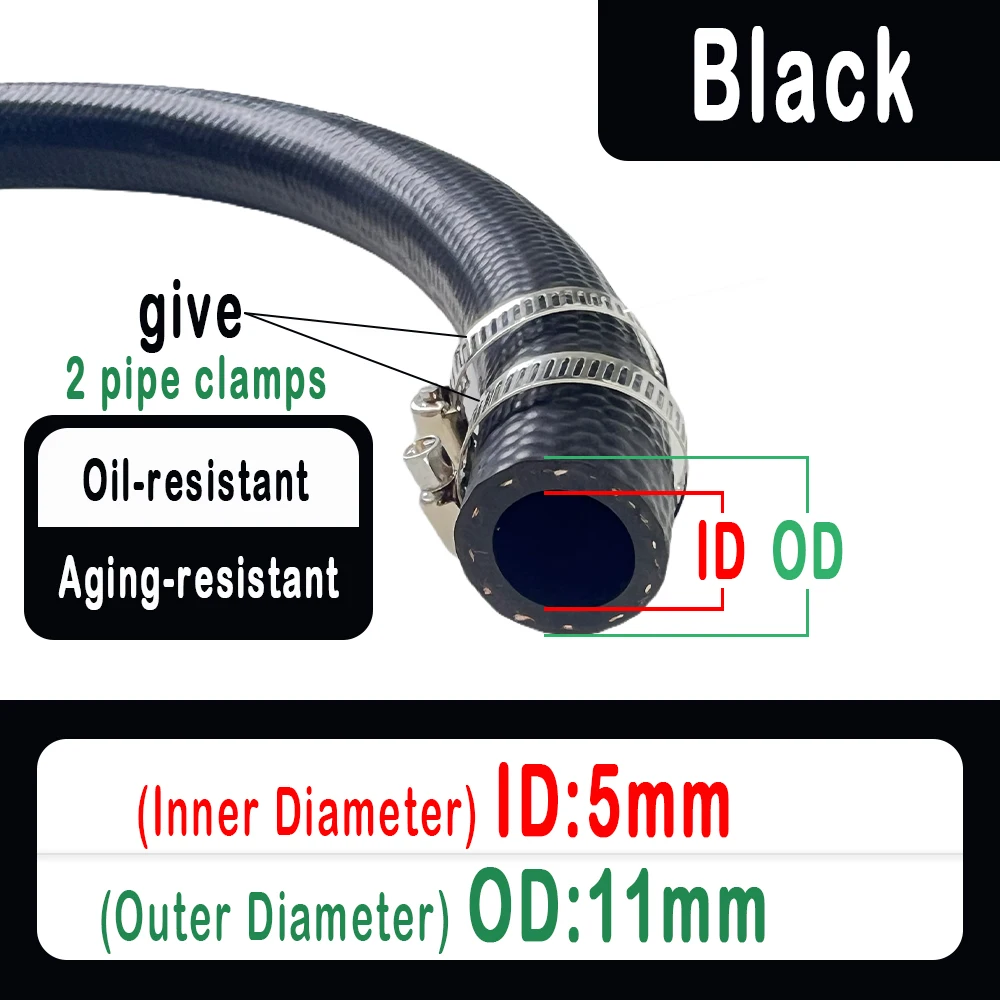 Auto Motor Vrachtwagen Bestelwagen Brandstofslang NBR Oliebestendig Dieselslang Vacuümslang ID 4 5 6 8 10 12 14 16 19 20 22 25 mm Olieleiding