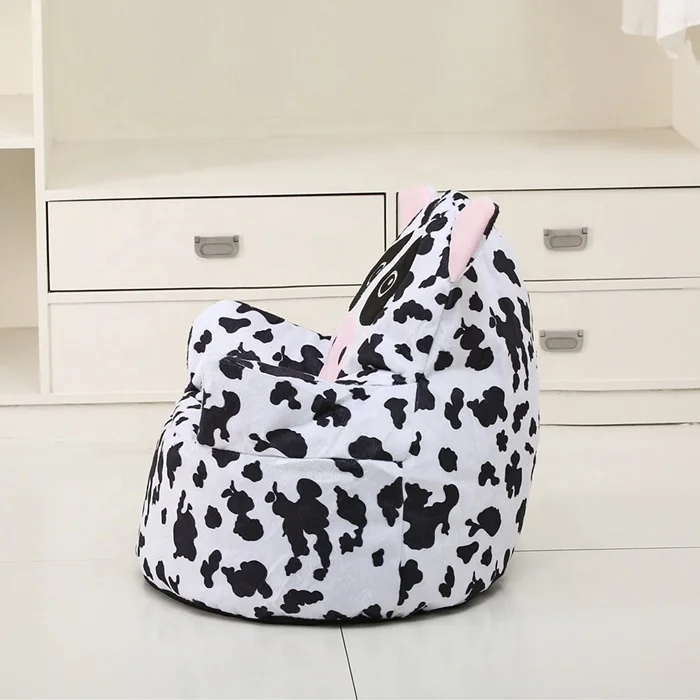 Muebles para niños, funda de sofá divertida para niño perezoso, silla con bolsa de frijoles de animal de vaca para niño