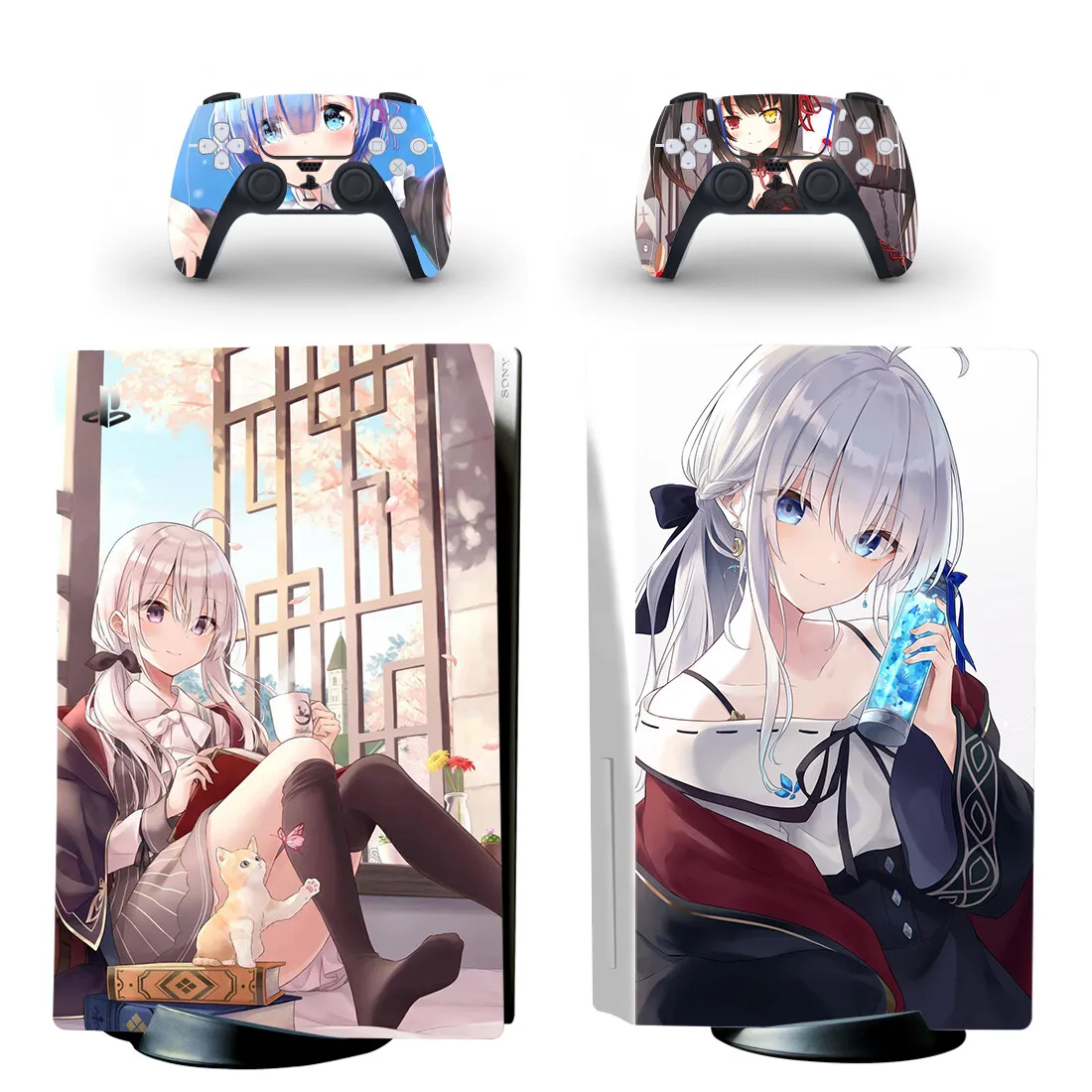 Anime Cute Girl Wandering Witch Elaina PS5 Disc Skin Sticker Decal Cover for Console Controller PS5 Disk Skin Sticker Vinyl