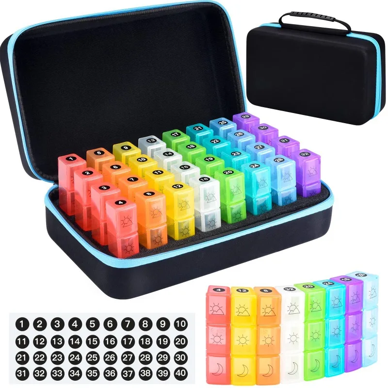 Monthly Pill Box Pill Storage Box Organiser 3 Times A Day Medicine Box w/ 32 Compartments to Hold Vitamin Pill