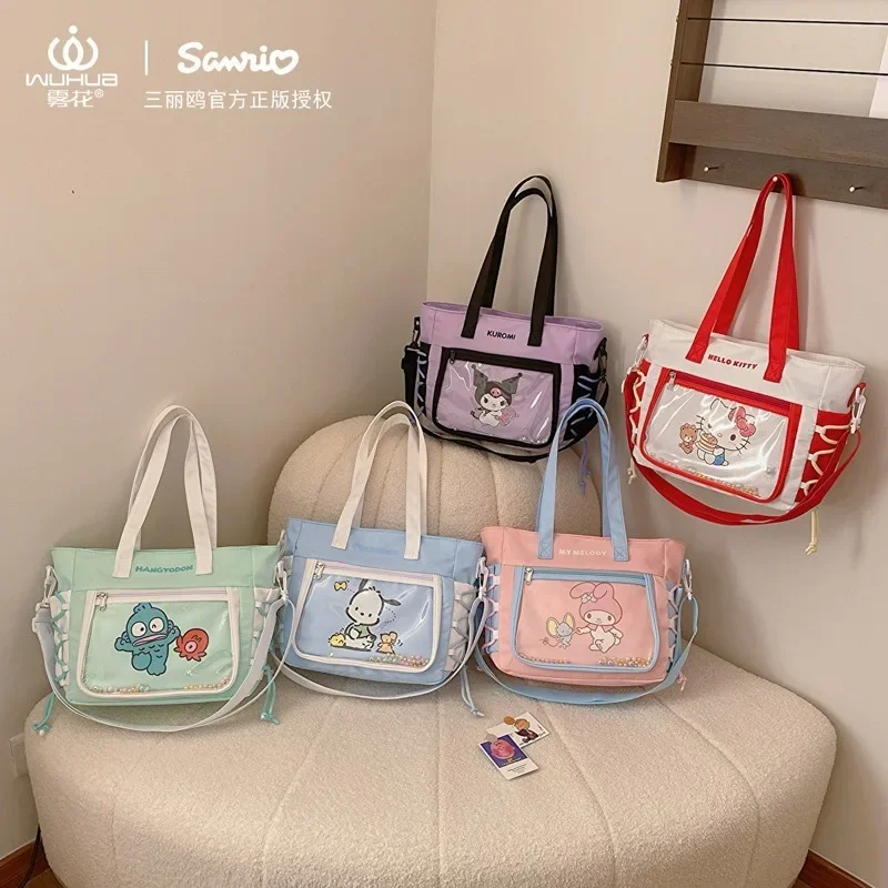 

Hello Kitty Cosmetic Bag Melody Purses and Handbags for Women Sanrio Hand Wash Pouches Kuromi Tote Case Kawaii Mummy Boxes