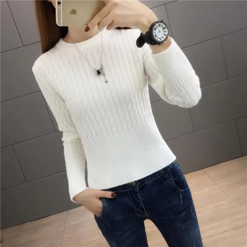 2024 Autumn and Winter New Women\'s Top Trendy Women\'s Sweater Fashion Contrast Color Knitted Sweater Women\'s Slim Fit Pullovers