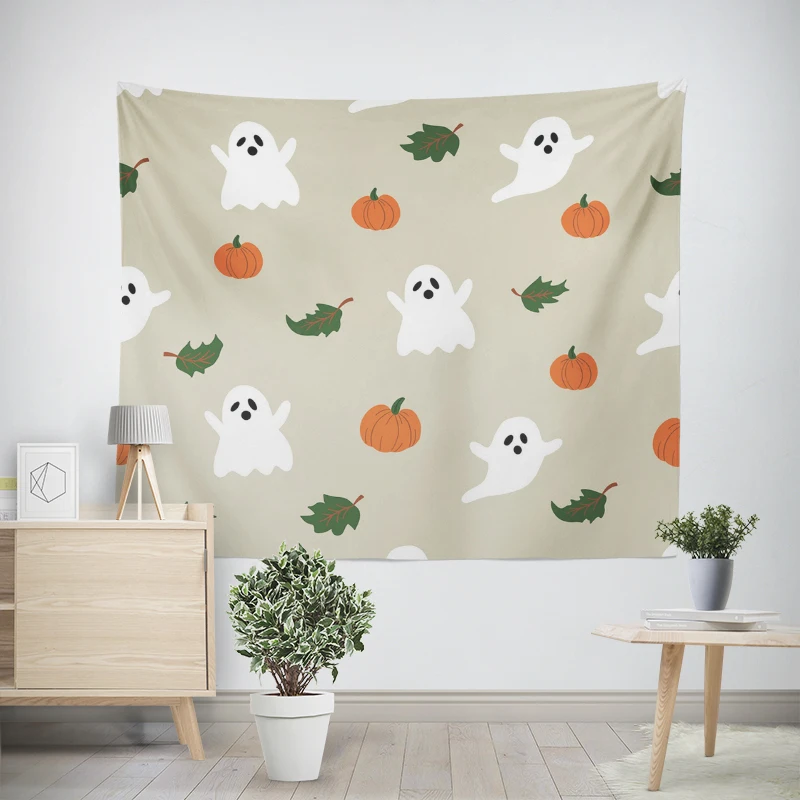 Tapeçaria de parede para decoração de quarto, quarto moderno, quarto estético, arte da parede, tecido grande, halloween, engraçado, outono