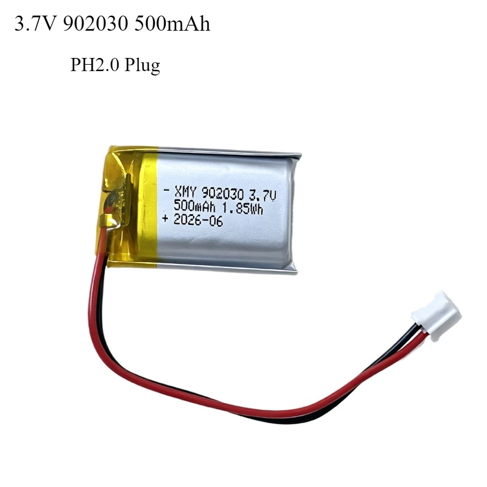 902030 3,7 V 500 mAh 1,85 Wh Lithium-Polymer-Akku mit Schutzplatine für Bluetooth-Lautsprecher, LED-Leuchten, MP3, GPS