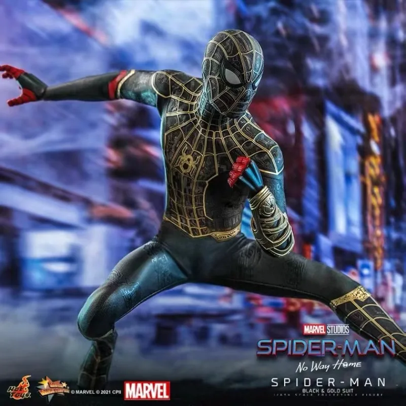 Original Hot toys MMS604 Spider-Man: No Way Home Black Gold Battle Clothes 1/6 Action Figures Collectible Character Model gifts