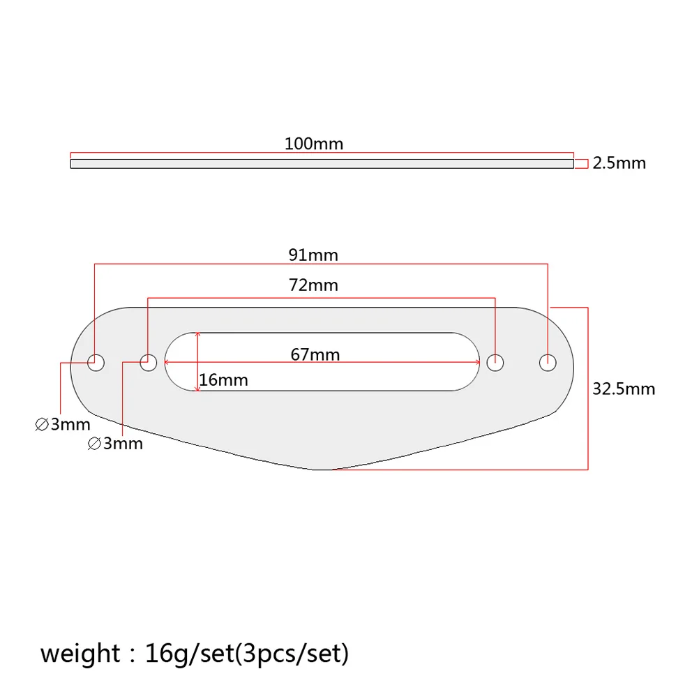 

3Pcs Guitar Pickup Frame Mounting Ring Single Coil Flat Humbucker Pickup Ring for Tl Style Electric Guitar Replacement