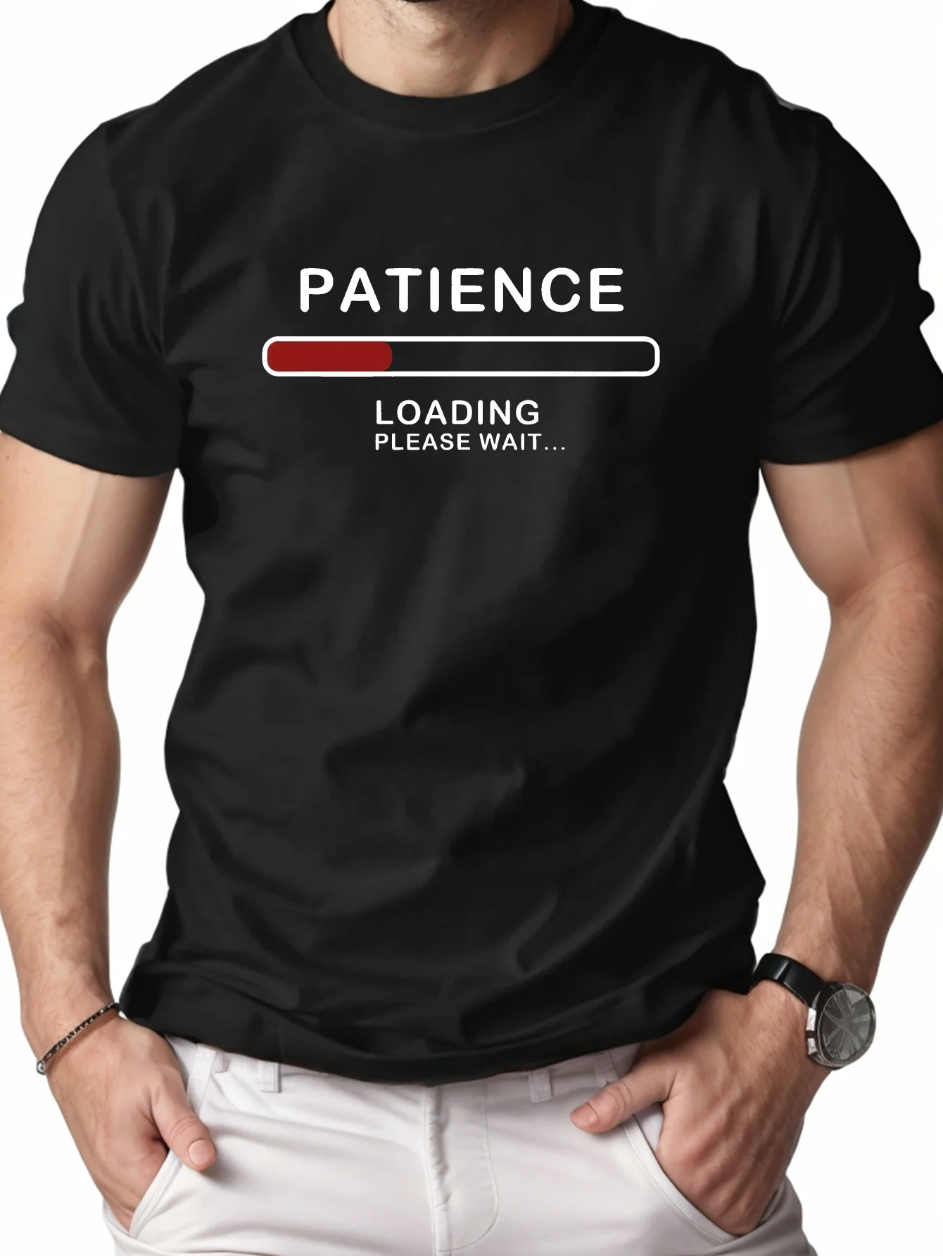 

Men's Pattern Printed T-shirt Short Sleeve Daily Cotton Top PATIENCE LOAD Comfortable Large Size Moisture Wicking T Shirt