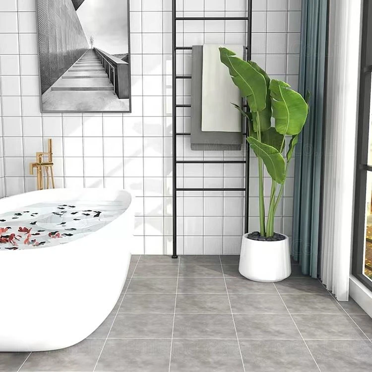600X600 Non Slip Modern Cement Style Dark Grey Bathroom Ceramic Floor Tiles