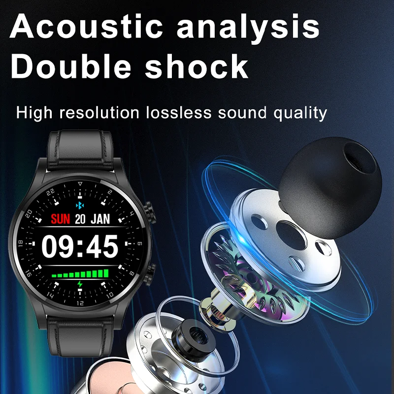 Sports Watch 2023 NEW Fashion Smart Watch Men TWS Wireless Stereo Music Player Heart Rate Monitor Full Touch Smartwatch+Earphone