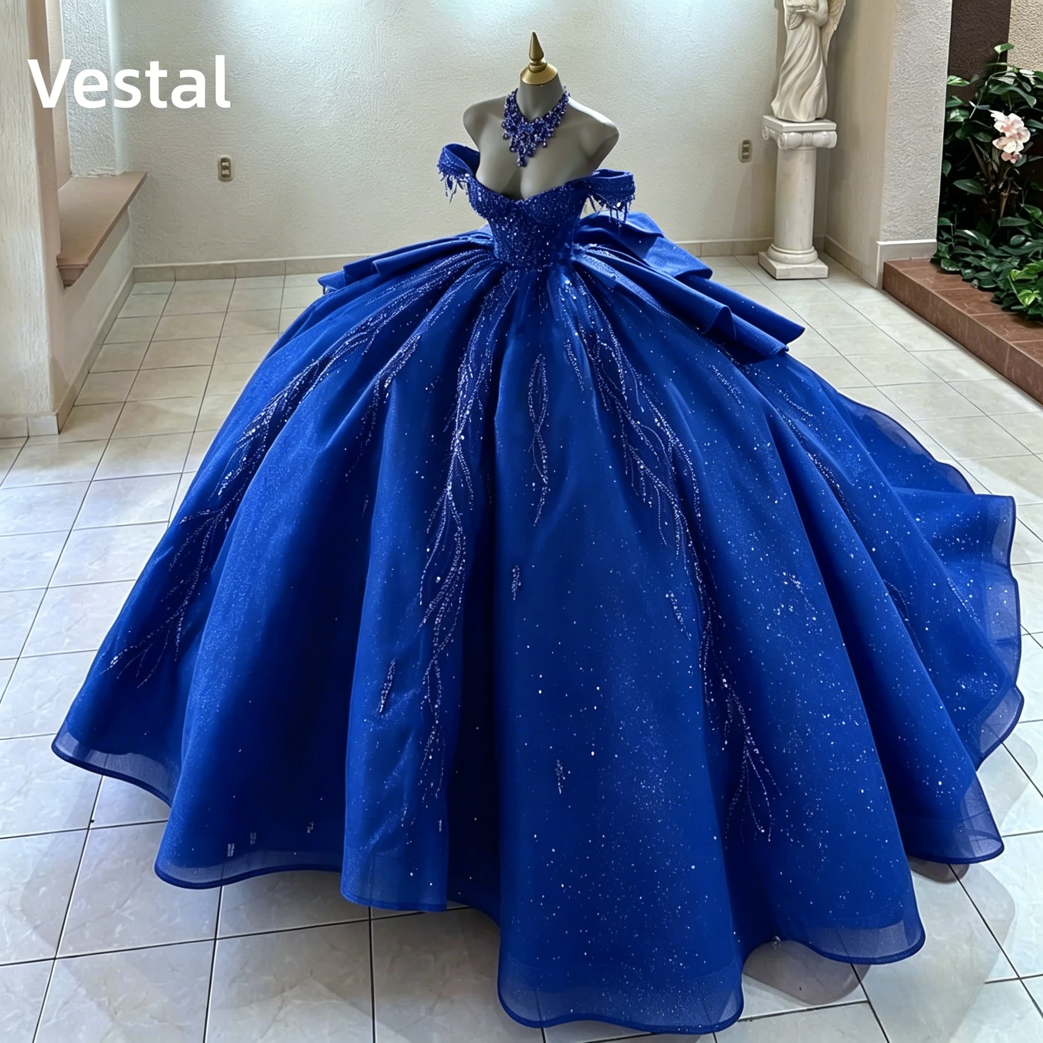 

Princess Ball Gown 15th Quinceanera Dresses Vestidos De 15 Anos Glittering Lace Big Bow Train Birthday Party Customized
