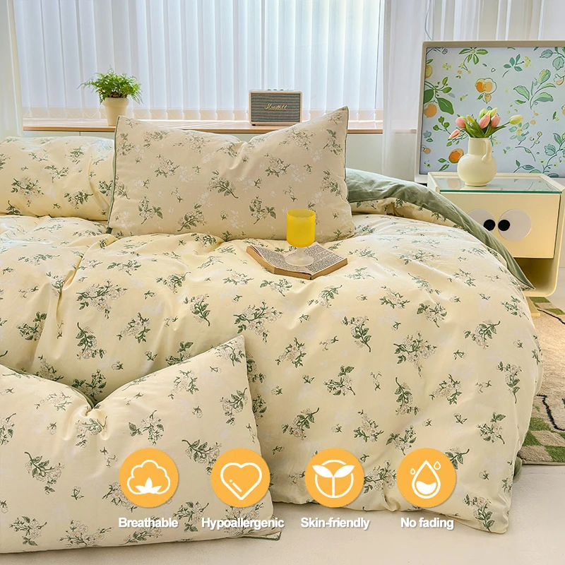 High Quality Bedding Set Duvet Cover Set : 1 Duvet Cover (Cotton A-Side) + 2 Pillowcases, Flannel B-Side, Merges Comfort & Warm