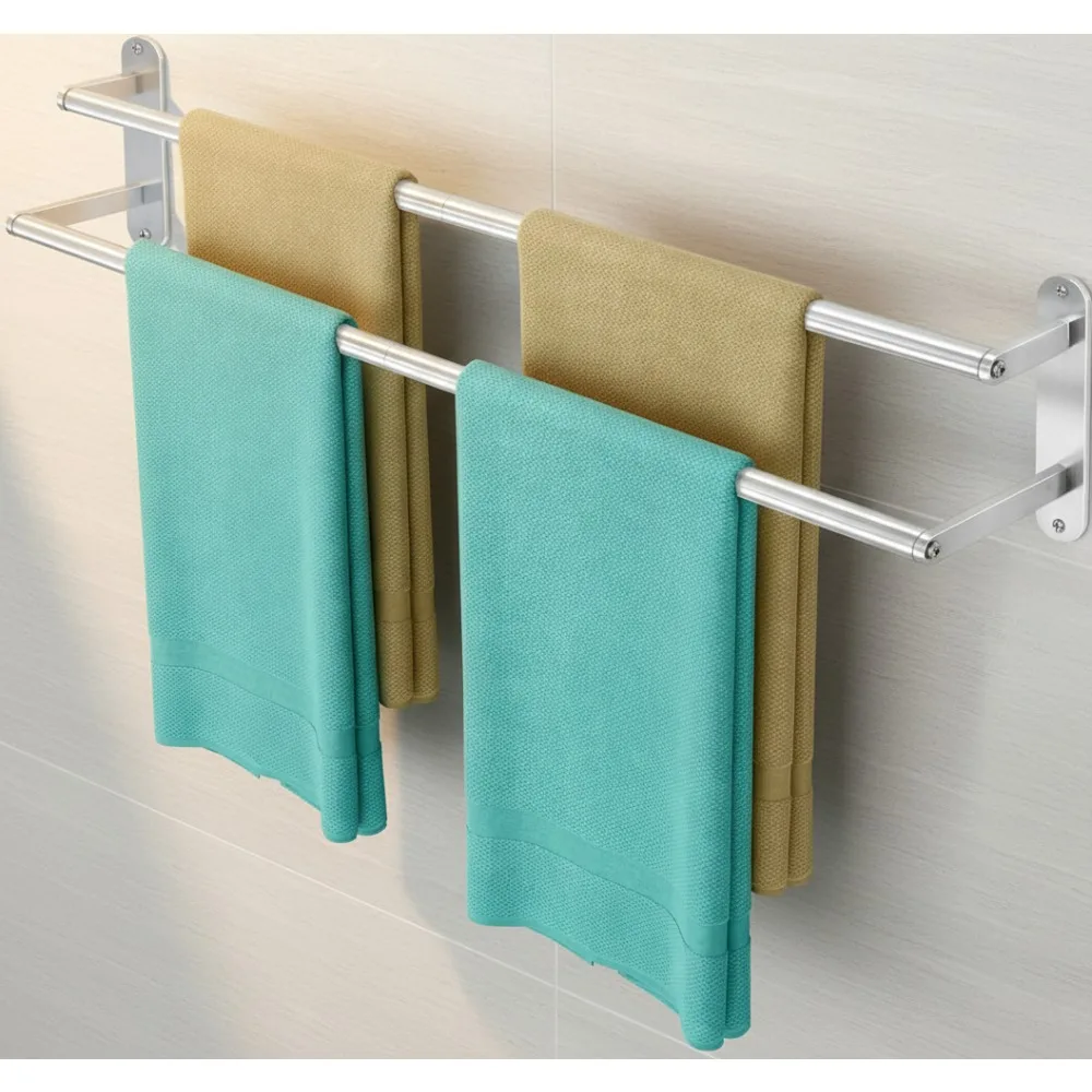 

32-дюймовый двойной вешалка для полотенец, настенная вешалка для полотенец из нержавеющей стали для ванной комнаты с ступенчатой конструкцией