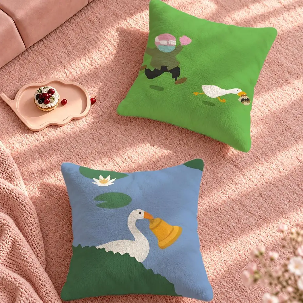 Game Funny Untitled Goose Game Cushion Cover Cute Cartoon Throw Pillow Cover Soft Plush Cushion Cover Sofa Bedroom Home Decor
