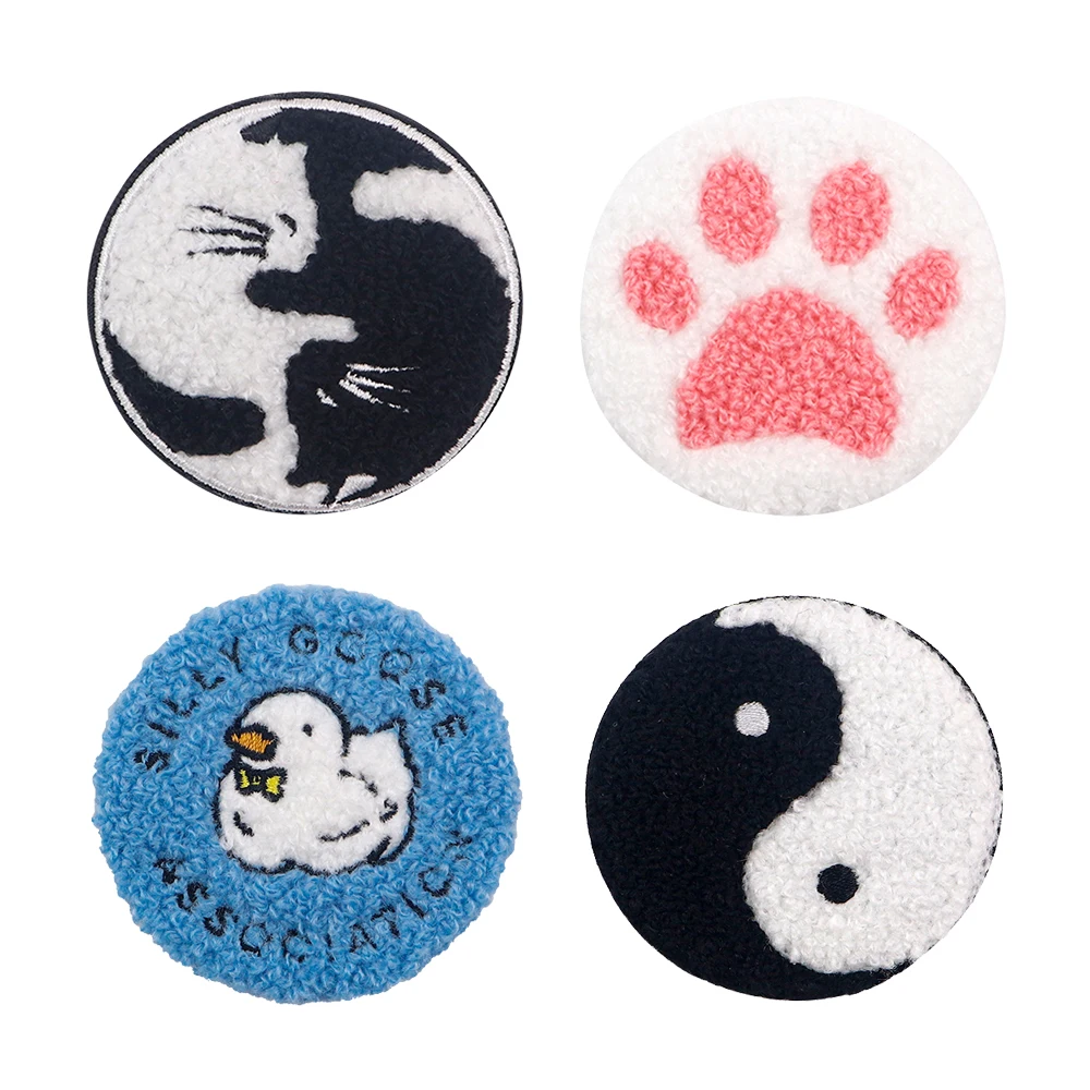 Cute Cartoon Duck Cat Button Pins Tinplate Brooch Towel Embroidery Lapel Badges for Clothes Bags Backpacks Accessories Gift