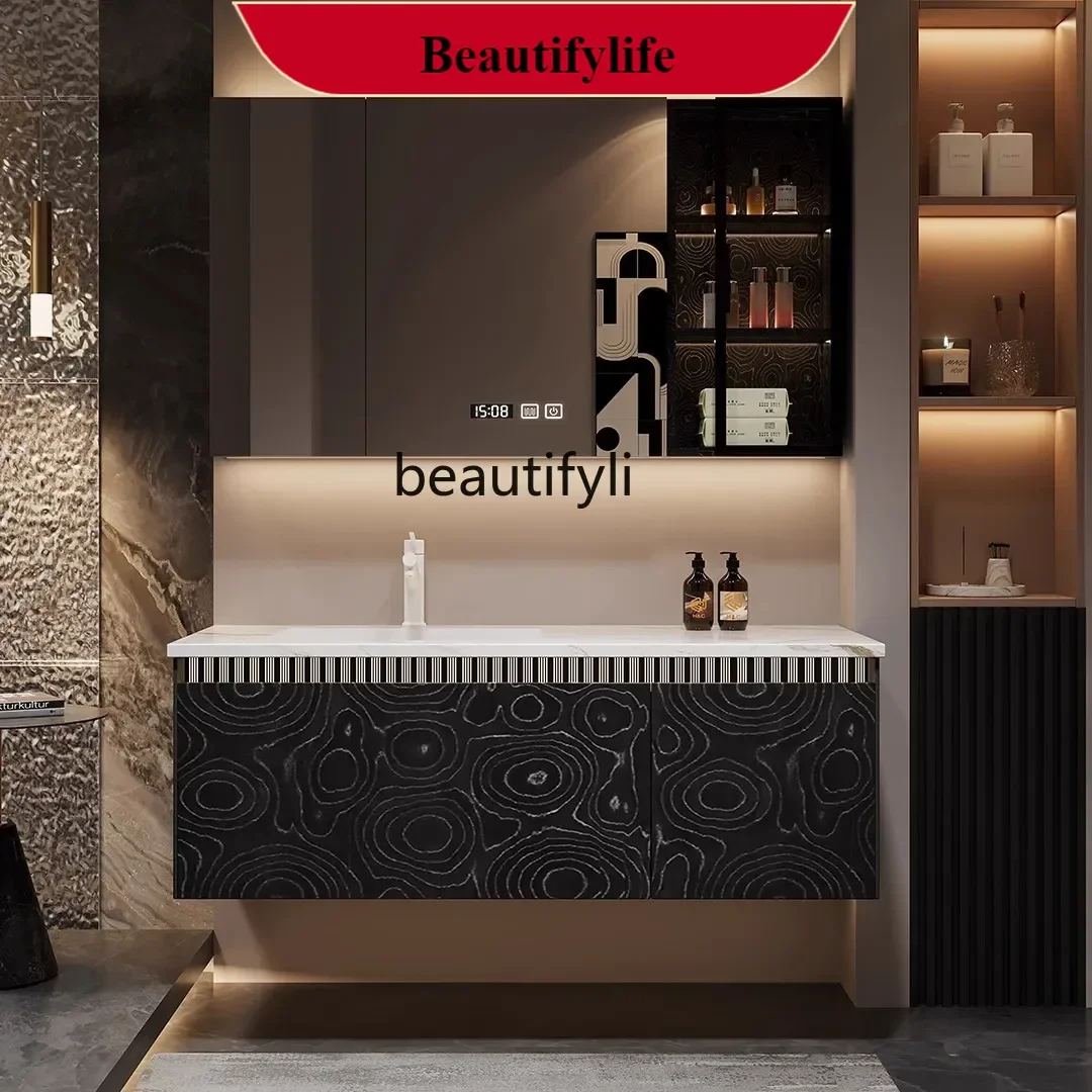 

A185 Italian light luxury stone ceramic basin hanging bathroom cabinet washbasin customization
