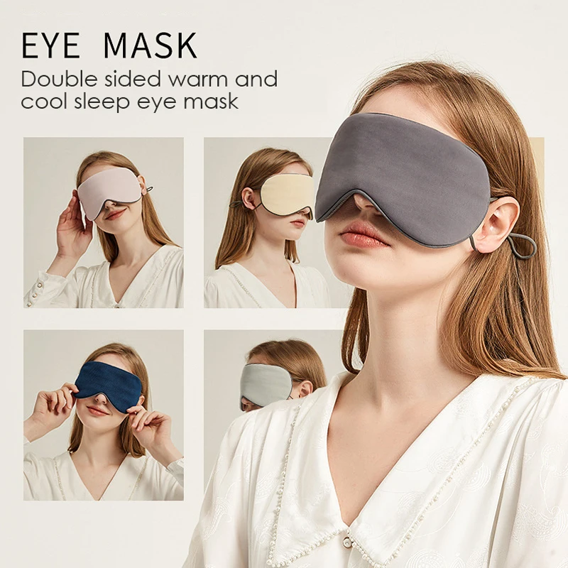 Sleep Mask อุ่นเย็น Dual-ใช้ Soft Eye Mask Night Blackout Blindfold Eye Mask สายรัดยืดหยุ่นปรับได้ Travel Shade Eye Mask