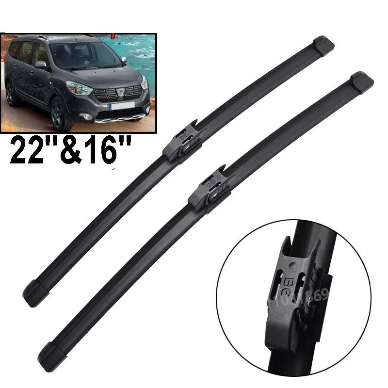 

Wiper LHD Front Wiper Blades For Renault Dacia Lodgy 2016 - 2023 Windshield Windscreen Window Car Rain Brushes 22"+16"