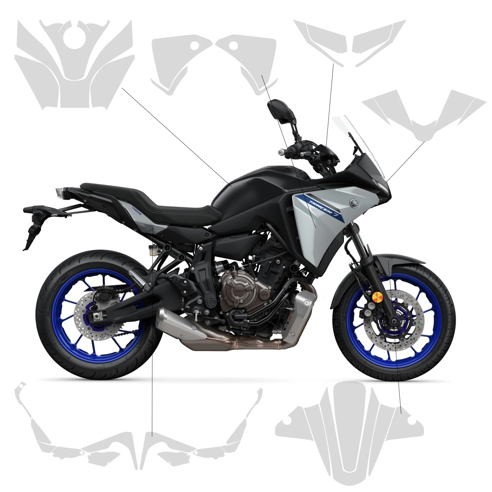 Motorcycle PPF For Yamaha TRACER 7 Paint Protection Film Complete Anti-scratch TPU Tracer 7 Protective Accessories 2020-2024