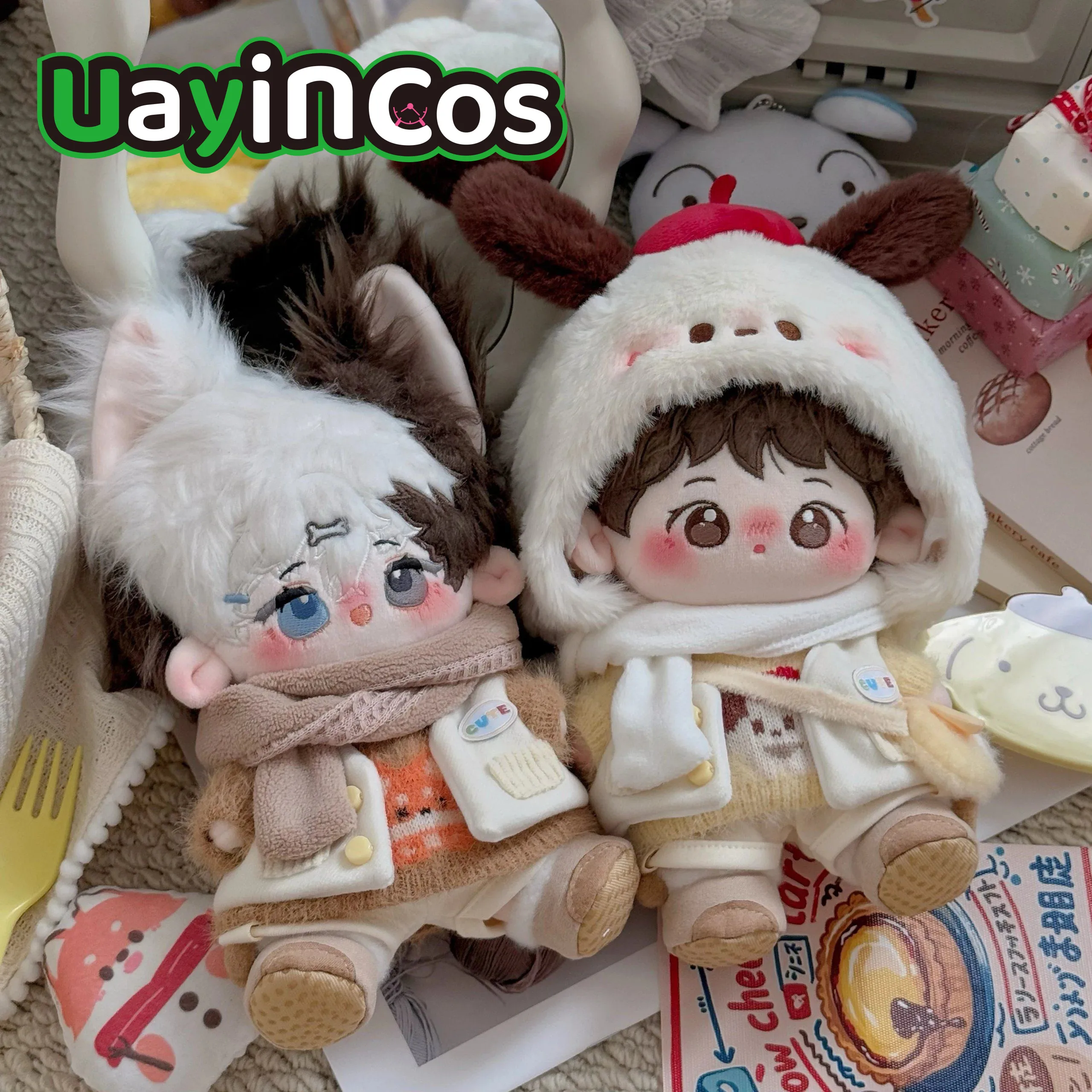 

В наличии: комплект одежды для куклы 20 см (свитер, шарф, шапка, сумка, брюки, обувь), одежда с мультяшными животными, костюм для мягких игрушек, кукол, аниме-игрушек, детских игрушек