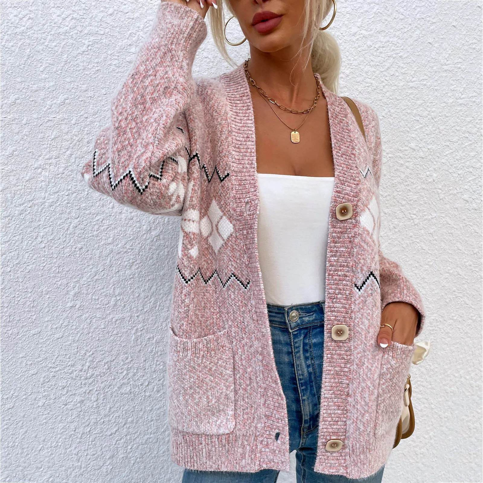 

Women’s Autumn And Winter Fashion Open Front Cardigan Striped Batwing Long Sleeve Knitted Cardigan Casual Sweater With Pockets