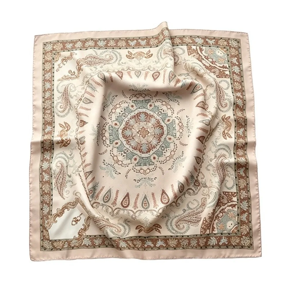 Retro Geometric Shape Print Scarf Spicy Girls Korean Style Small Square Scarf Hip Hop Hair Scarf Punk Bandana Beach