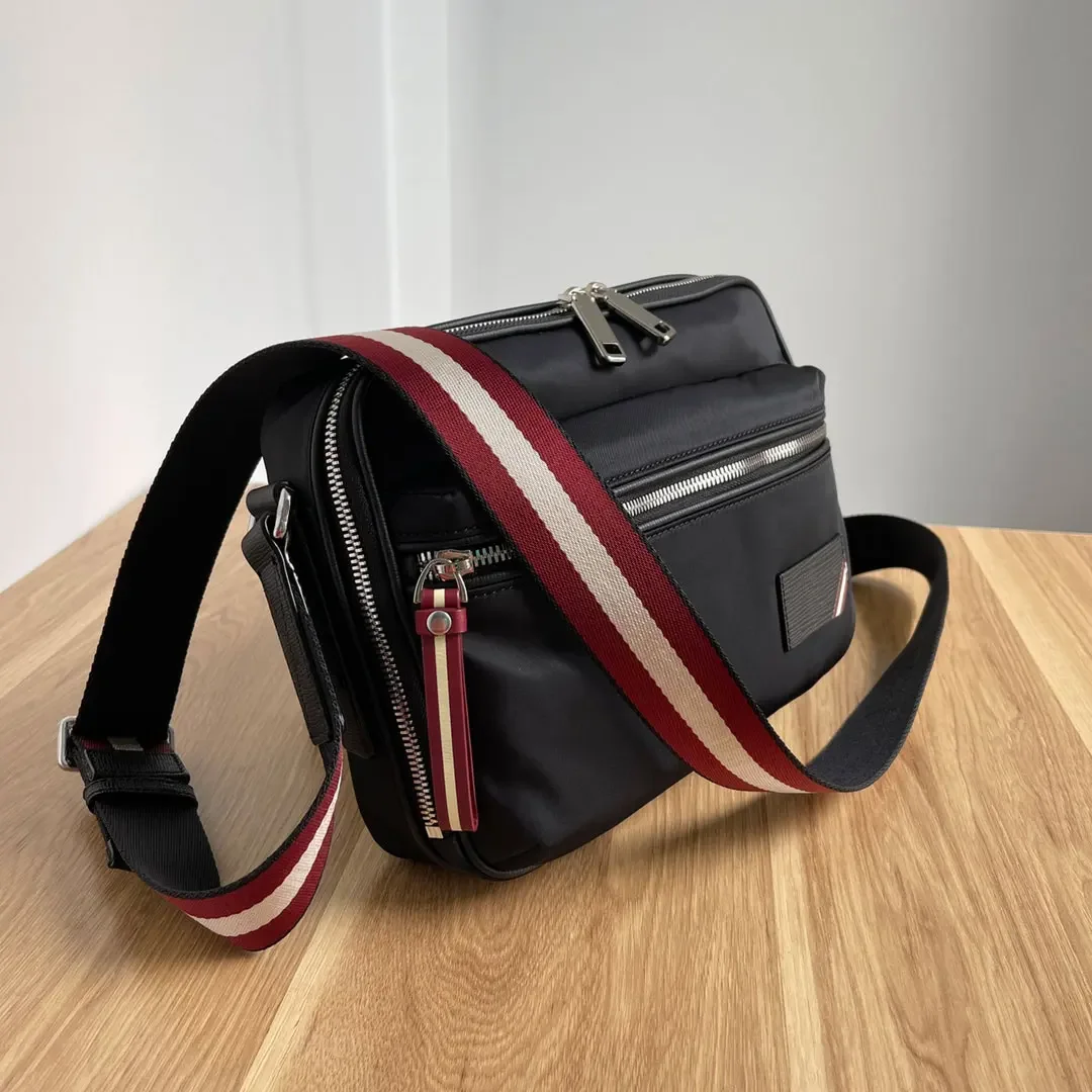 Imagem -02 - Bolsa Mensageiro de Ombro Único Nylon Listrado Clássico Masculino Bolsas Marca ba Bolsa para Câmera Casual Nova Moda