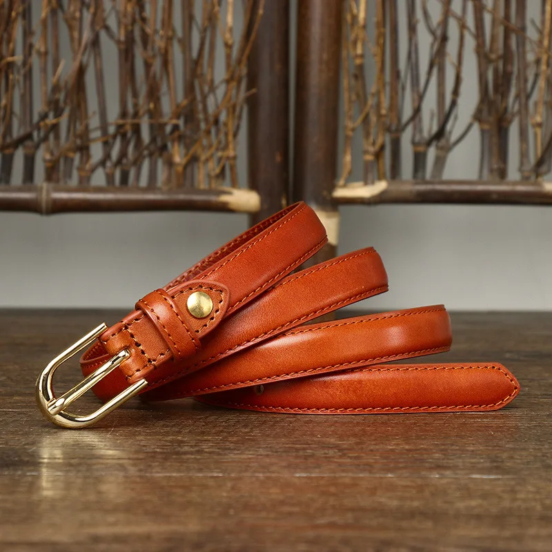 1.8cm Women Genuine Cowhide Belt Simple Versatile Jeans Waistband