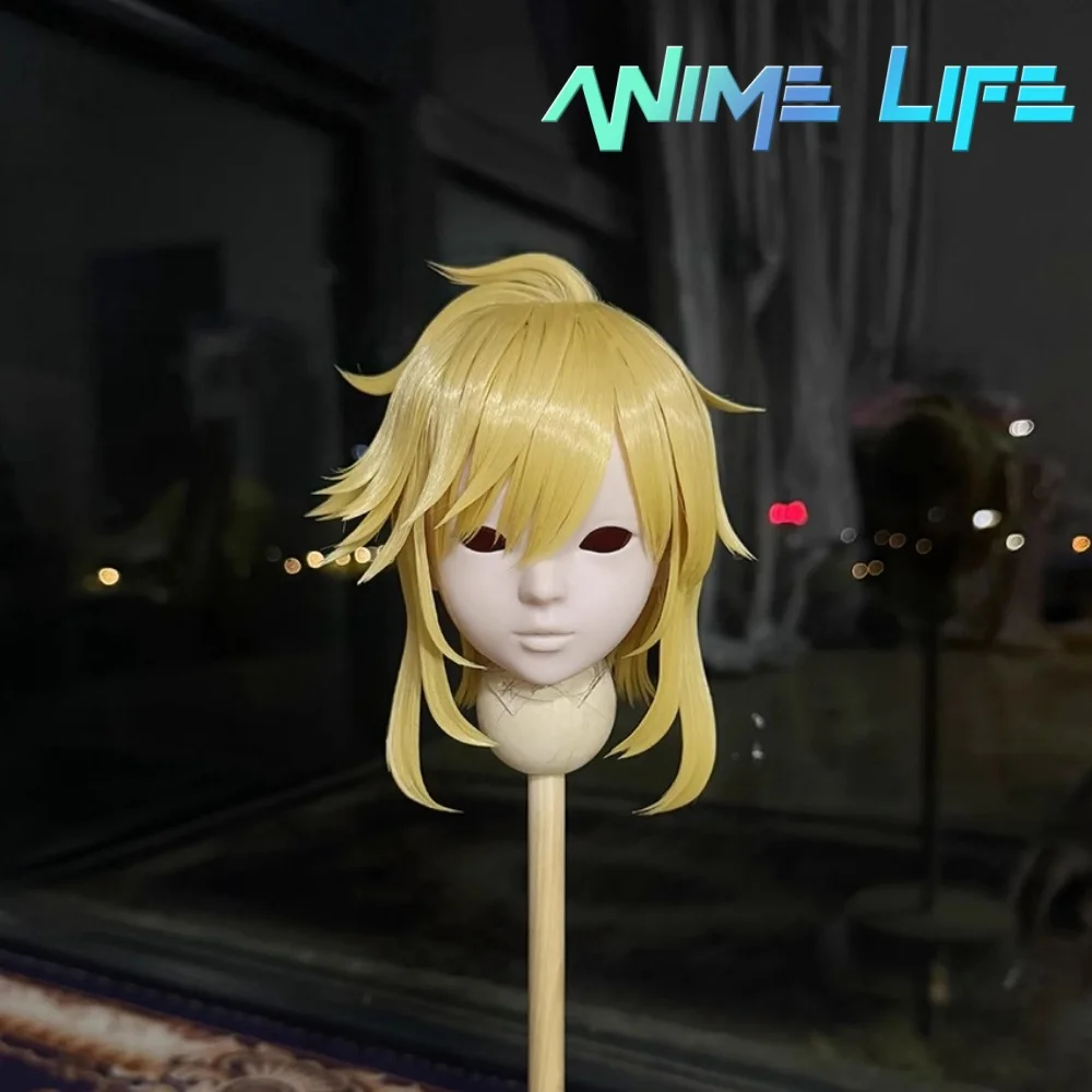 

Hot Game Link Role Cos Handmade Golden Short Black Styling Hair 1/3 1/4 1/6 BJD Hair Wig Cosplay KN Gift