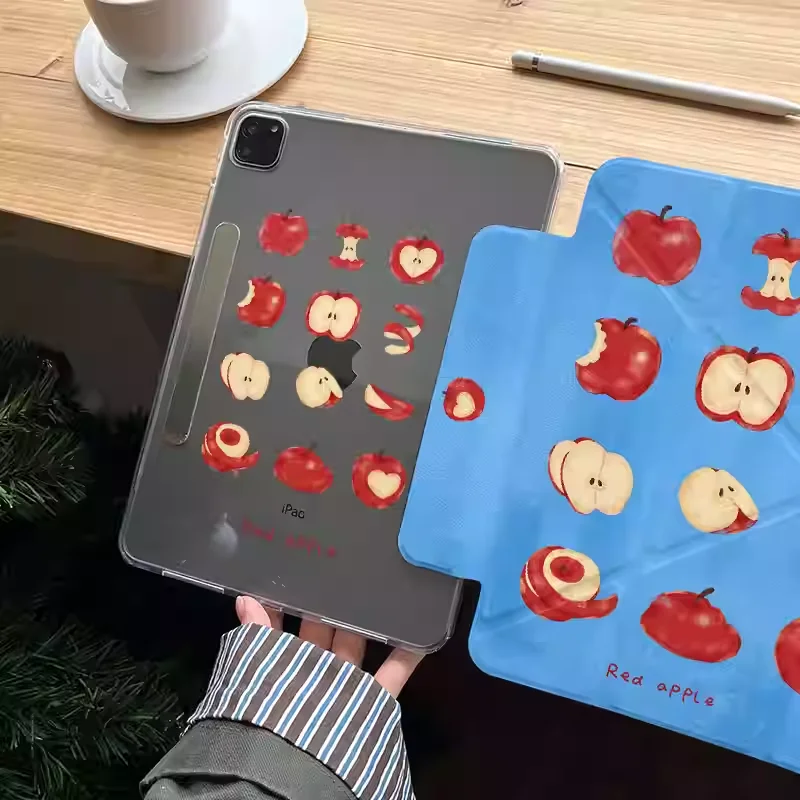 

Kawaii Red Apple Fruit Tablet Case For iPad Pro 11 12.9 13 M2 M4 M3 M5 Shell 8.3 9.7 10.2 5/6/7/8/9/10/11th Air 2 3 4 5 6 Cover