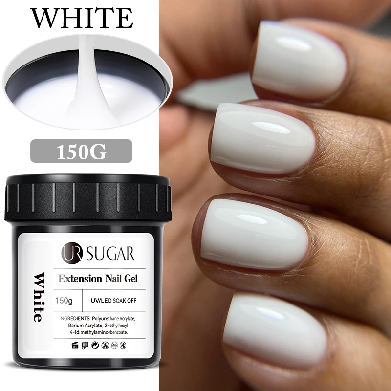 UR SUGAR-Gel acrílico para extensión de uñas, barniz UV semipermanente, color blanco lechoso, transparente y Nude, para manicura francesa, 150g