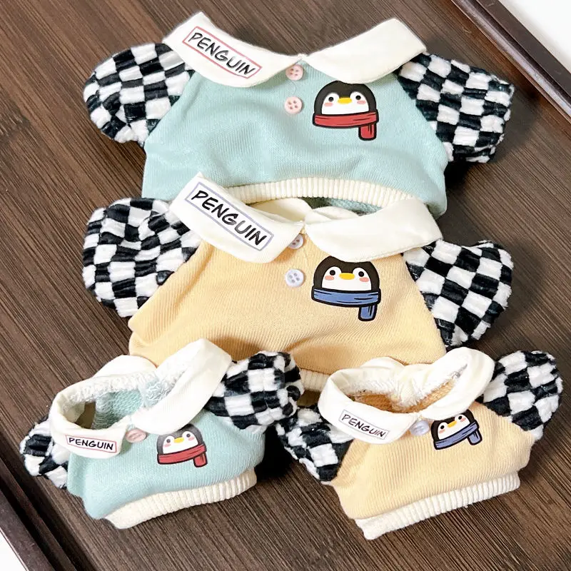 New Arrival 2pc 10/20CM Doll Clothes Color Matching Lovely Penguin Sportswear Suit T-shirt Pants Outfit Cos Props Gift No Doll