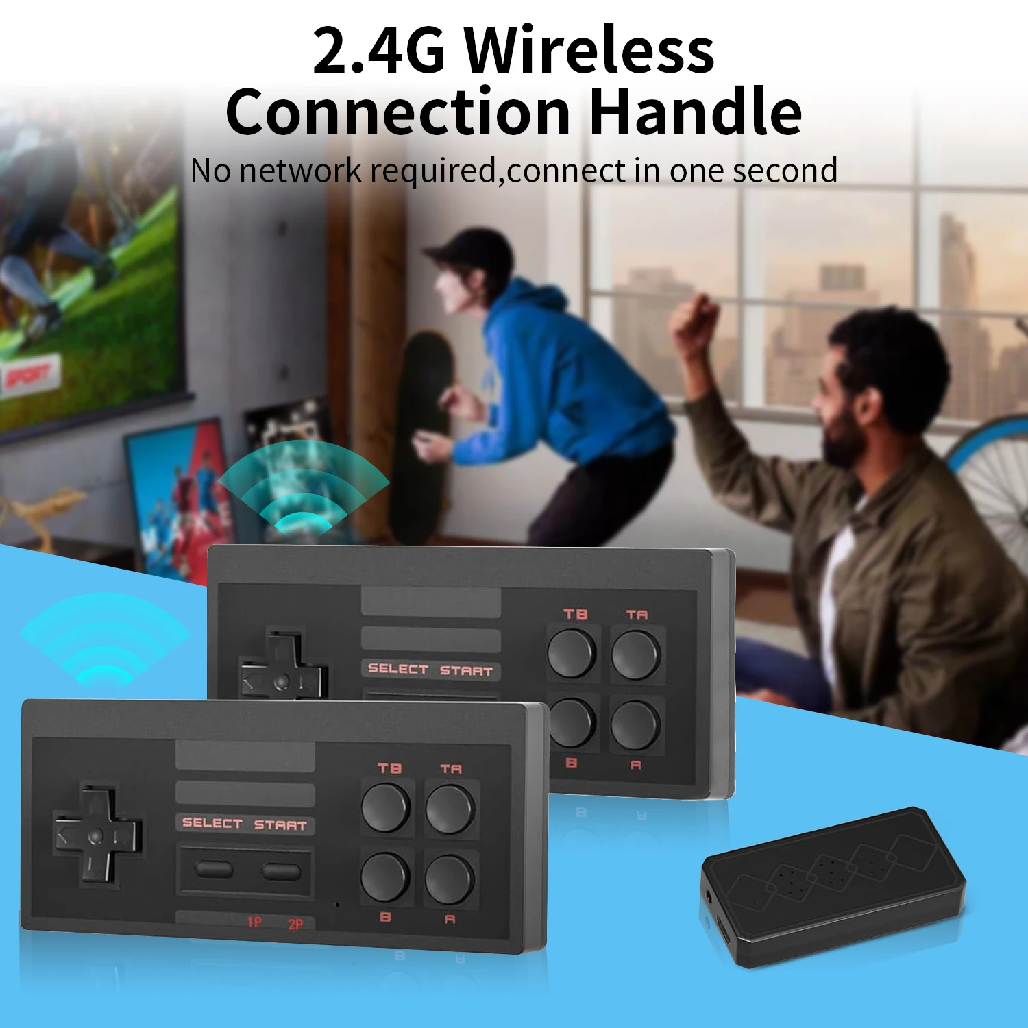 وحدة تحكم ألعاب ريترو، نظام ألعاب فيديو صغير كلاسيكي للتوصيل والتشغيل، جهاز ألعاب كلاسيكي ريترو 620 Fc مع وحدتي تحكم لاسلكيين