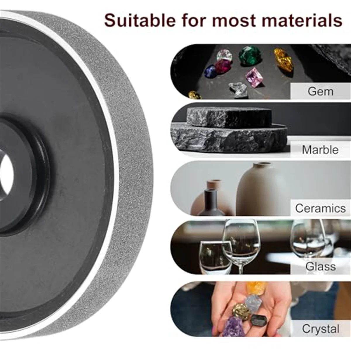 A002 Diamond Lapidary Jewelry Grinding Wheel 6in Diamond Grinding Wheels with 1in Arbor Hole for Gem Marble Stone 120 Grit view 5