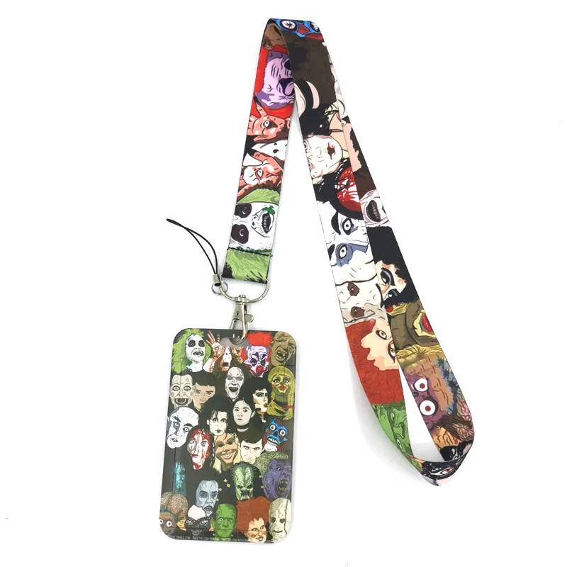 Michale Myers Horror Characters Fashion Lanyard ID Badge Holder Bus Pass Case Cover Slip Bank Credit Card Holder Strap Holder