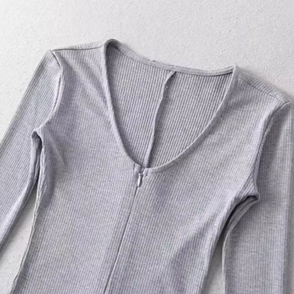 

Fashion Bodycon Y2K Slim Bodysuit Zipper Seamless Long Sleeved Jumpsuit Yoga Clothes V-Neck Jumpsuit Shorts Women Lady